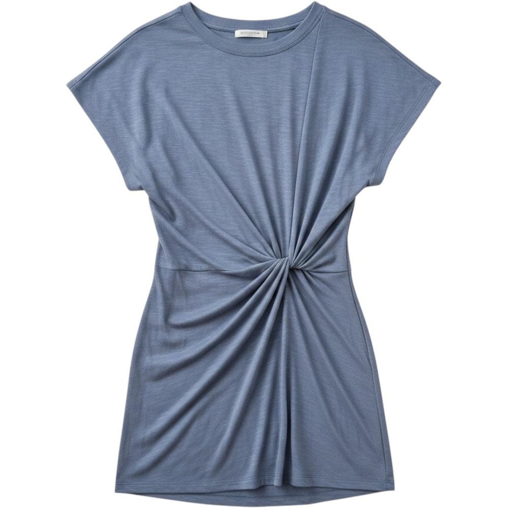 Daily Practice Anthropologie Dress Small‎ Blue Knot Front Dolman Slub Knit Mini